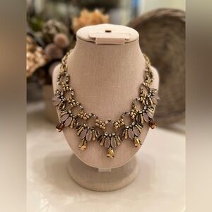 JCrew Crystal Stone Necklace with Pale Lavender Accent Stones and Double Chain.